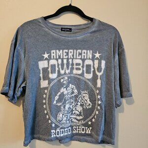 Zutter American Cowboy Women's Shirt Western Cowgirl Rodeo Large Crop Top